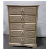 Chest of Drawers, floral carved drawer fronts, 5