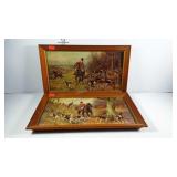 Fox Hunt pictures on boards, framed