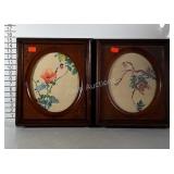 Older bird prints in matching solid wood frames.