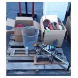 Skid lot, includes planters, tools, kitchenware,