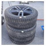 Tires, three ice guard brand, on five lug wheel,