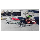 Outdoor lot, planters, plant stand, bulb planter,