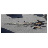 Fishing poles, group of seven, all do have reels