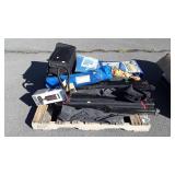 Skid lot, includes camping chair, tent, tarp, bed