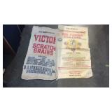 Two advertising grain sacks- Red Ranger Dog Food