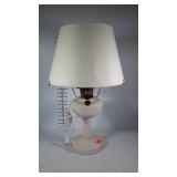 Electrified pink milk glass Aladdin oil lamp with