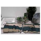 Decor group, faux evergreen tree, shadowbox