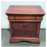 Nightstand, mahogany finish, 3 drawers, seller