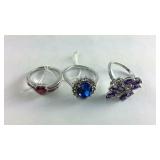 Three sterling rings sizes 7-8