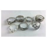 Seven Sterling CZ rings sizes 6-7