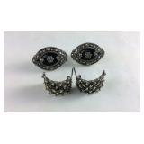 Two pairs of Sterling earrings one are  clip one