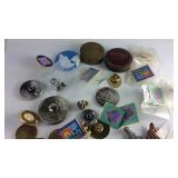 Group with pins, tokens, figurines etc
