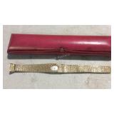 Omega gold plated wrist watch with case works
