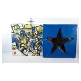 Wall art, abstract painting on canvas and wooden