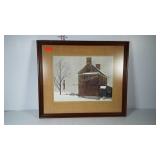 Brick farmhouse print, framed and double matted,