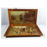 Fox Hunt pictures on boards, framed