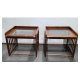 End Tables, pair of unique design tables, glass