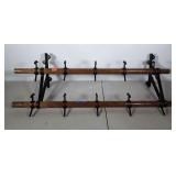 Large industrial coat rack made of wood and