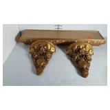 Three wall shelves in gold patina- Small chip on