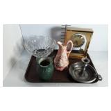 Decorative items- Clock, glass bowl, etc