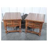 End Tables, single deep drawers, matched pair