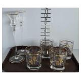 Candlestick holder and Tumblers with Tennis