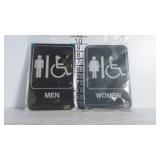 Two Restroom signs with Braille