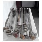 Golf Clubs, 19 clubs, various makes, well used
