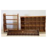 Display Shelves Lot, 3 wood made pieces as a lot