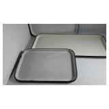 Three Ceramic coated tin trays