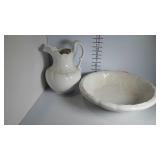 Hand Made Ceramic Pitcher and Bowl -  Marked To