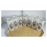 7 Beverage Glasses with oriental design