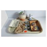 Ceramic ashtray, apple, Indian Heads etc