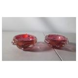 Pink glass ash trays