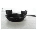 8" cast iron skillet made by LODGE & 2 small