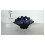 Glazed pottery bowl/vase. Navy blue. Artist name