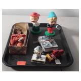 Home decor, two bobble heads, small doll, small