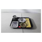 Advertisement, thermometer, ash tray, tray, light