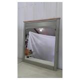Wall mirror with light green and tan washed