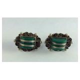 Sterling silver green onyx screw back earrings