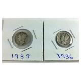 1935,36,43 Mercury Dimes