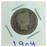 1904 Barber Quarter Dollar