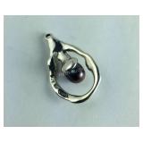 .925 Sterling/Israel Black Pearl Pendant/Charm