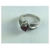 .925 sterling Red stone Ring Size 6.5
