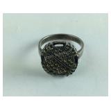.925 Sterling With Gold Sparkles Ring Size 7.75