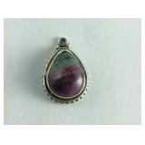 .925 Sterling Greenish red Jasper pendant/Charm