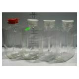 4 Glass refrigerator water / juice bottles