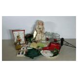 Seasonal items. Serving trays, glass canisters,