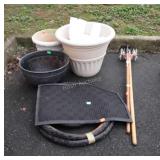 Group lot with edger, weed weasel, Planters,