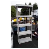 Poly 5 shelf storage shelf, measures 30 in wide